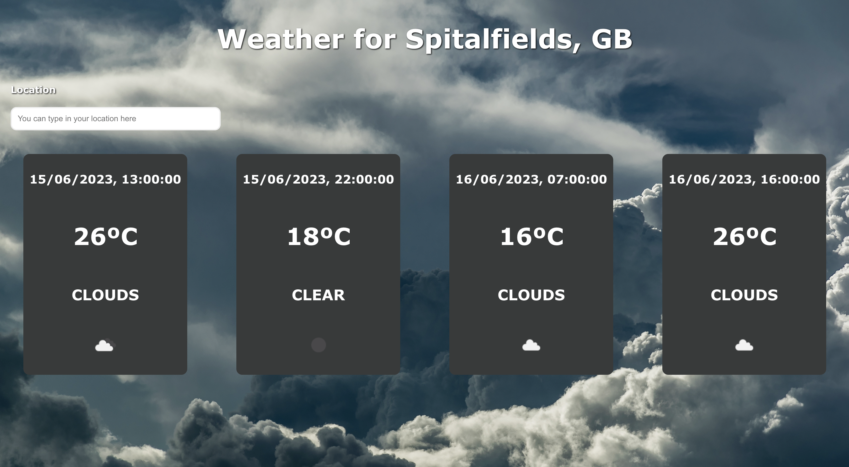 Weather forecast screenshot